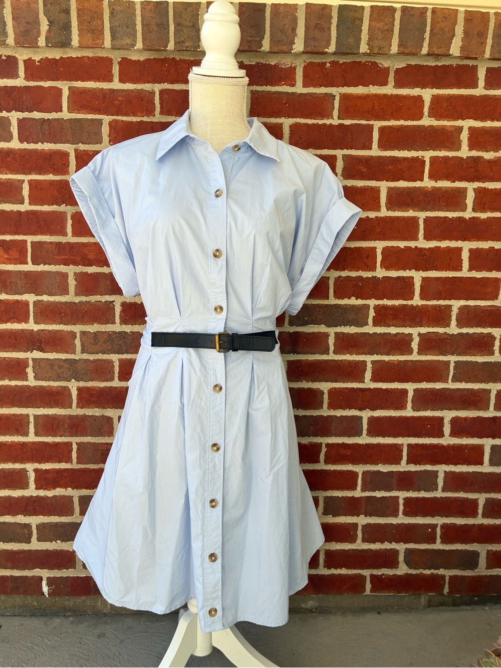 Anthropologie Light Blue Button-Front Dress